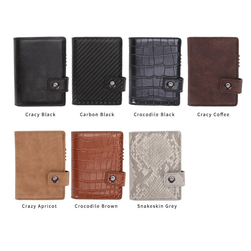 Credit Card Holder Men and Women Aluminum Alloy Card Case PU Leather Fashion Card Wallets ID Card Holder Purse