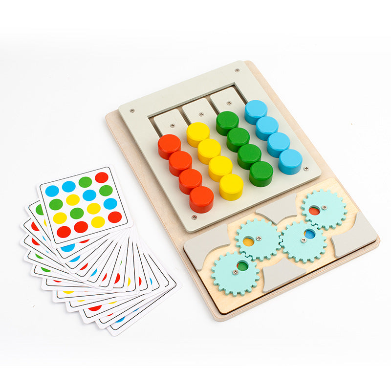 Wooden children's early education 2-in-1 four-color game color matching exercise wrist coordination puzzle toy