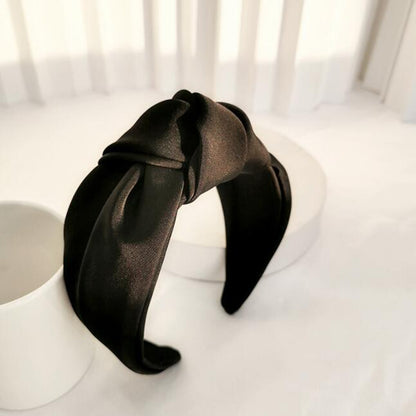 New Fashion Women Headband Adult Wide Side Solid Color Hairband Center Knot Turban Casual Hair Accessories Wholesale