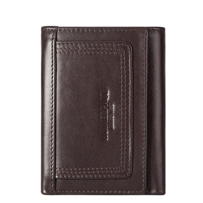 RFID Anti-Magnetic Multi Card Zipper Wallet Men Coin Purse First Layer Cowhide Men's Bag Genuine Leather Men's Wallet