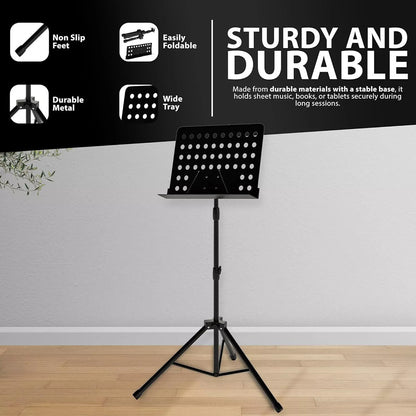Heavy Duty Orchestral Music Stand Folding Adjustable Sheet Stand Tripod Base