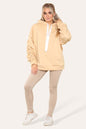 Oversized Ruched Sleeves Hoodie With Satin Ribbon