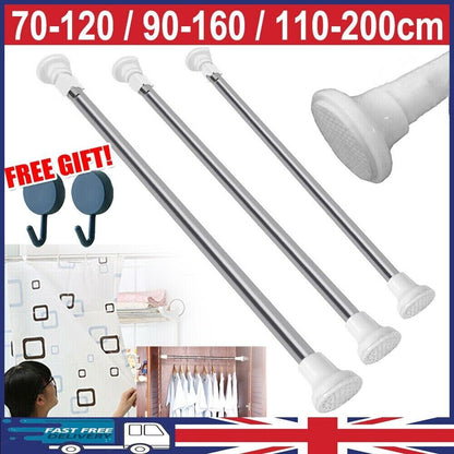Heavy Duty Extendable Telescopic Shower Curtain Pole Rail Rod Bath Door Window