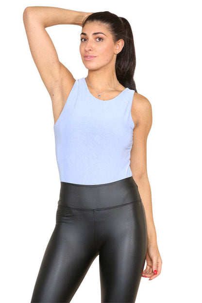 Round Neck Racer Bodysuit Double Layered
