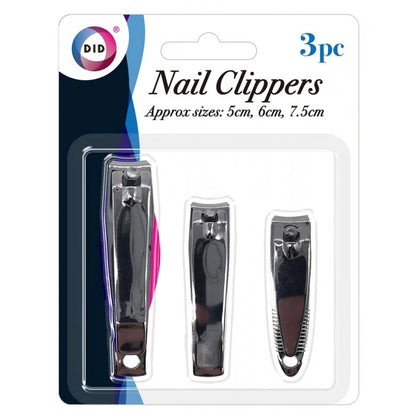 3PC Nail Clippers Set – Stainless Steel Fingernail & Toenail Clippers, 5cm 6cm 7.5cm Manicure Pedicure Nail Care Kit for Hands & Feet