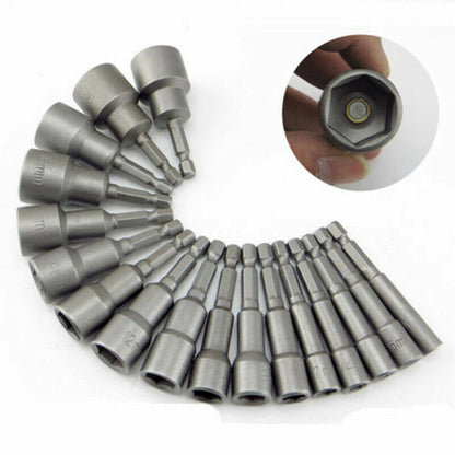 14pcs Nut Driver Bit Set Hex Magnetic Metric Socket Impact Drill 6 To 19MM UK