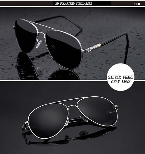 Metail Frame Quality Oversized Spring Leg Alloy Men Sunglasses Polarized Brand Design Pilot Male Sun Glasses Driving