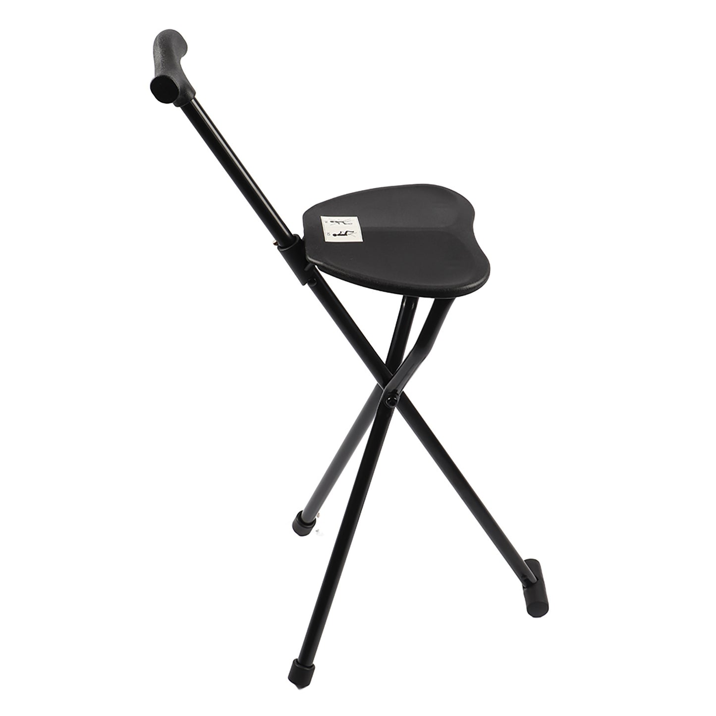Foldable Crutch With Seat 3 Legs Handle Cane Walking Stick Unisex For Elderly