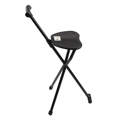 Foldable Crutch With Seat 3 Legs Handle Cane Walking Stick Unisex For Elderly