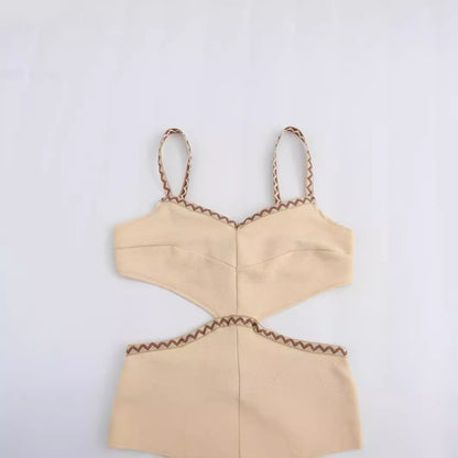 Hooded V-neck sleeveless hollow suspender tassel long dress