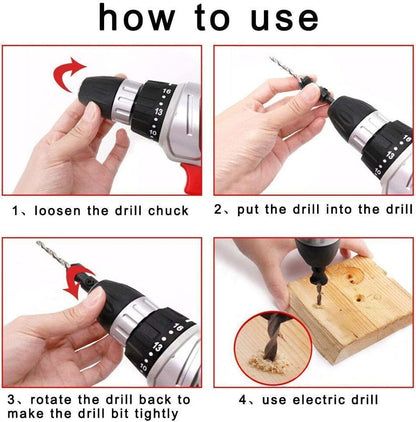 6PCS HSS Countersink Drill Bit Set Hex Shank Woodworking Pilot Screw Holes