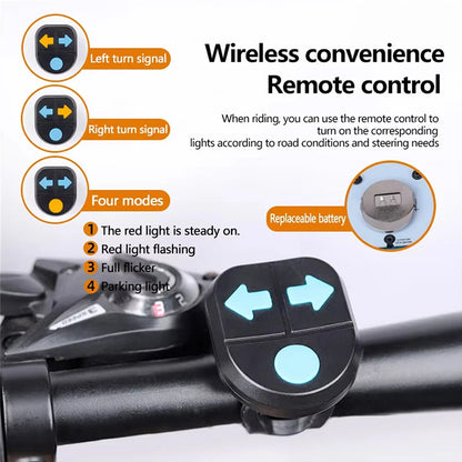 Wireless Remote Bike Tail Light with Turn Signal & Horn, USB-C Rechargeable Safety Warning Light