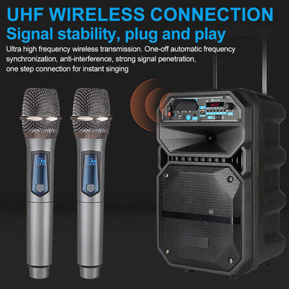 2X Wireless Microphone UHF Professional Handheld Mic System Receiver For Karaoke