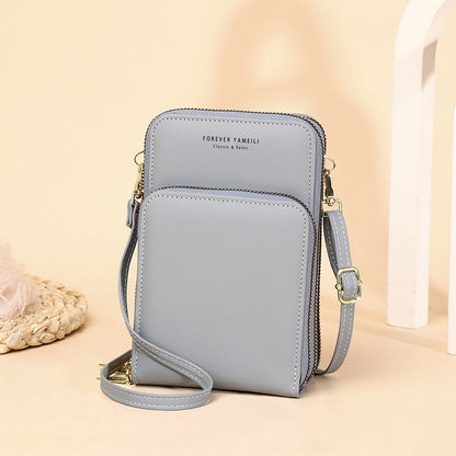 New Fashion Women's Bag Large Capacity One-Shoulder Diagonal Bag Solid Color Multi-Function Mobile Phone Bag Ladies Wallet