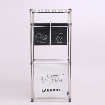 Rolling Laundry Sorter 4 Sections, 2 Tier Vertical Laundry Hamper With Wheels, Stackable Laundry Basket System For Bathroom, Laundry Room, Bedroom Light Dark