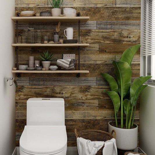 Wood Plank Effect Neutral Rustic Natural Distressed Realistic Wallpaper Cabin