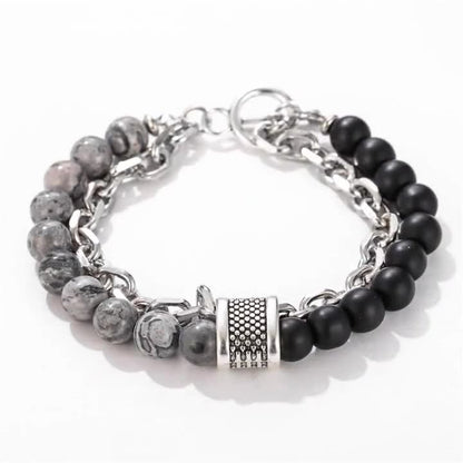 Fashion Punk Style Frosted Stone Chain Combination Geometric Men's Bracelet Bracelet Accessories