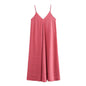 Solid color casual loose strap MIDI dress