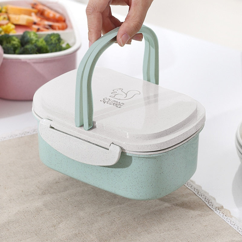 Portable Healthy Material Lunch Box 2 Layer Wheat Straw Bento Boxes Microwave Dinnerware Food Storage Container Foodbox Kitchen