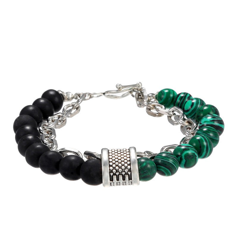Fashion Punk Style Frosted Stone Chain Combination Geometric Men's Bracelet Bracelet Accessories