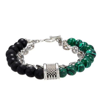Fashion Punk Style Frosted Stone Chain Combination Geometric Men's Bracelet Bracelet Accessories