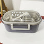 Korean style simple stainless steel two compartment lunch box with cutlery