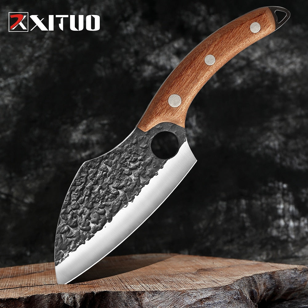 XITUO Handmade Stainless Steel Kitchen Knife Outdoor Portable Cooking Meat Cleaver Chef Knives Boning Knife Fishing Tools