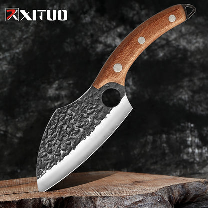 XITUO Handmade Stainless Steel Kitchen Knife Outdoor Portable Cooking Meat Cleaver Chef Knives Boning Knife Fishing Tools