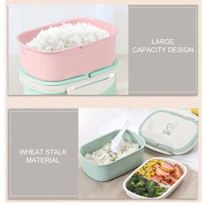 Portable Healthy Material Lunch Box 2 Layer Wheat Straw Bento Boxes Microwave Dinnerware Food Storage Container Foodbox Kitchen