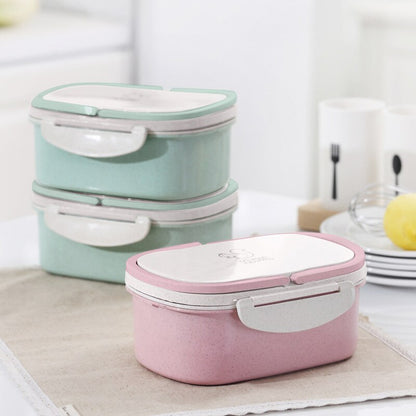Portable Healthy Material Lunch Box 2 Layer Wheat Straw Bento Boxes Microwave Dinnerware Food Storage Container Foodbox Kitchen