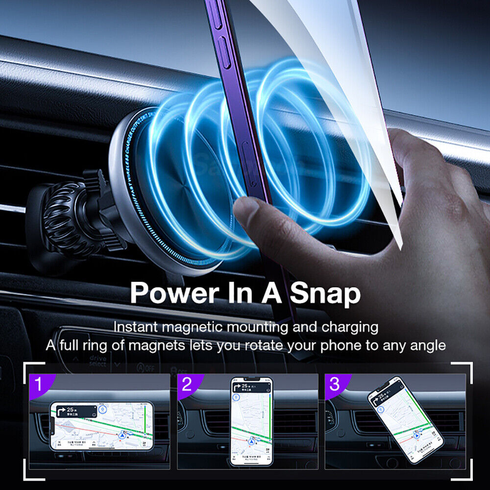 Magnetic Wireless Car Charger Mount Holder Magsafe For15 14 13 12