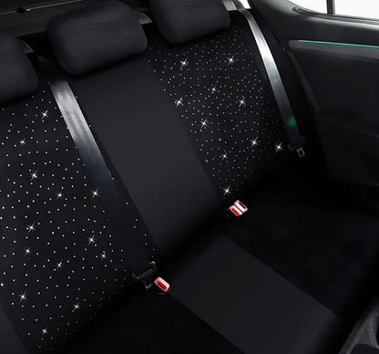 Five-seater Black Rhinestone Car Seat Cover