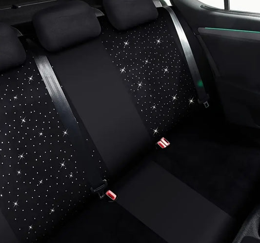 Five-seater Black Rhinestone Car Seat Cover