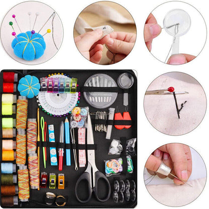 230Pc Large Portable Sewing Kit Home Travel Case Needles Thread Scissors Set Box