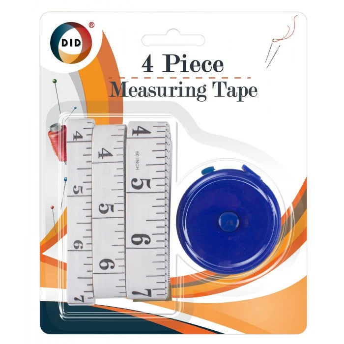 4 Piece Measuring Tape Set – Flexible Sewing Tape Measures with Retractable Tape for Tailoring, Dressmaking, Crafts & Body Measurements