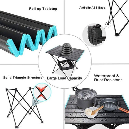 Folding Camping Table Light Weight Portable Aluminium Frame Outdoor Picnic Bag