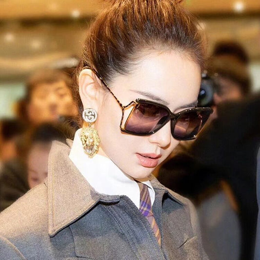 Big Frame Snakeskin Pattern Bamboo Sunglasses Hollow Sunglasses Women's Polarized Glasses