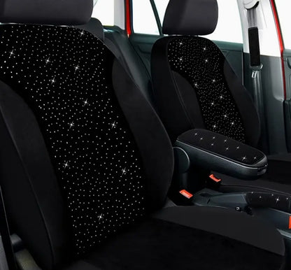 Five-seater Black Rhinestone Car Seat Cover