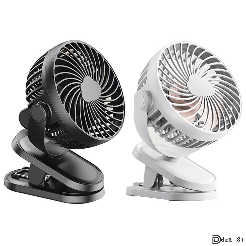 3 Speeds Mini Cooling Fan USB Rechargeable Clip On Desk Baby Stroller Portable