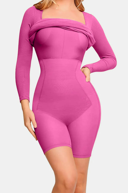 Two in one waist cinching one-piece skirt long sleeved shaping skirt belly cinching waist cinching hip lifting shaping skirt