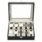 Watch Display Grid Box Lockable Case Faux Leather Jewellry Storage Organiser