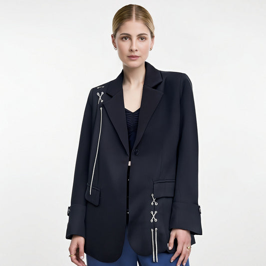 Design-sense small-sized women's suit tops design-sense chain cardigan jackets