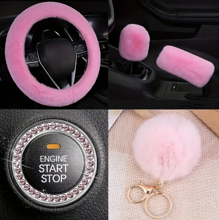 8-piece Plush Steering Wheel Set