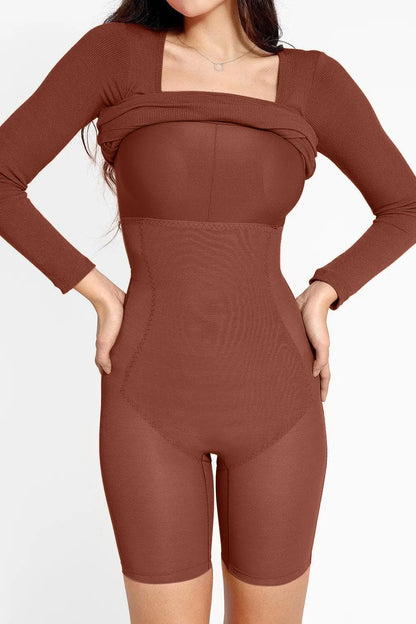 Two in one waist cinching one-piece skirt long sleeved shaping skirt belly cinching waist cinching hip lifting shaping skirt