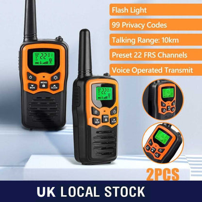 2Pcs Walkie Talkies Electronic Long Range Walky Talky 8km UHF Backlit LCD NEW
