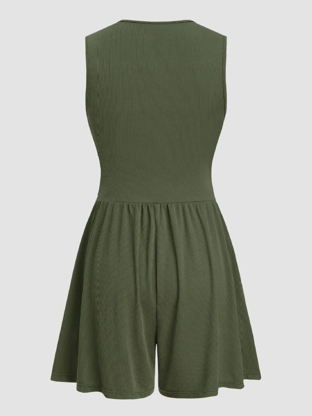 Women's knitted jumpsuit with solid color pleats and decorative grooves sleeveless jumpsuit