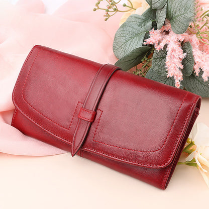 New Ladies Leather Wallet RFID Long Zipper Retro Women's Wallet Large Capacity Women's Bag