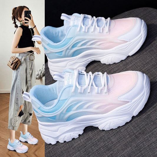 Spring and Autumn Thick Bottom White Versatile Sports and Leisure Women's Shoes Summer Edition