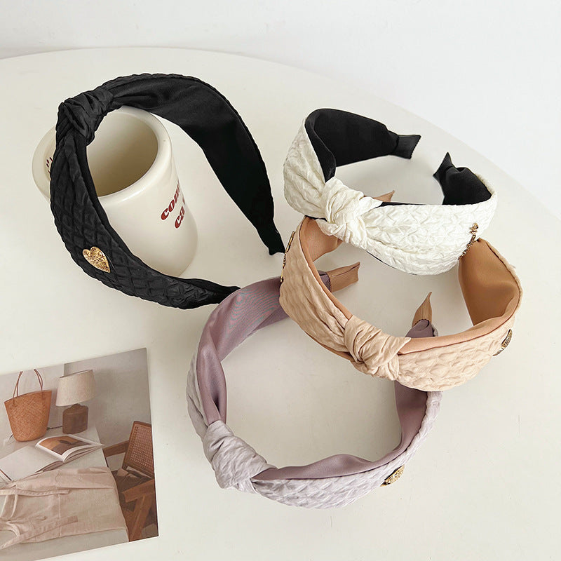 New Headband Pressure Crease Stitching Vintage Knot Hair Accessories Headband Ladies High Top Hair Clip F025