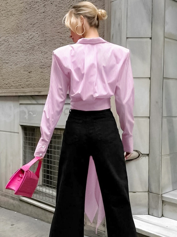 Design inspired lace up long sleeved shirt fashionable new versatile top for women